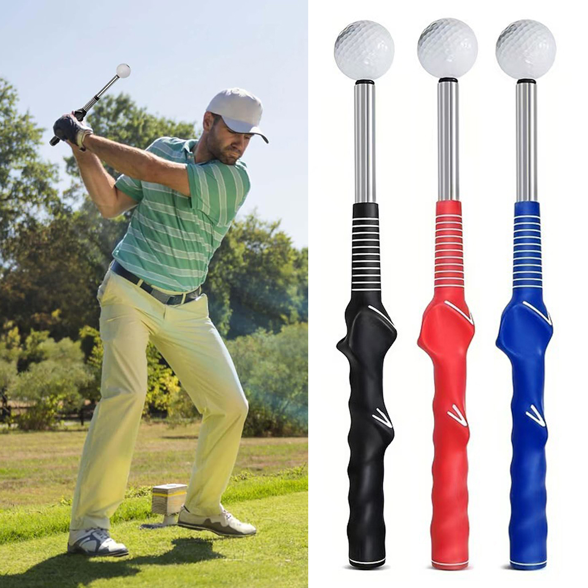 Retractable Golf Swing Trainin - Golf Exercise Equipment 评论和价格
