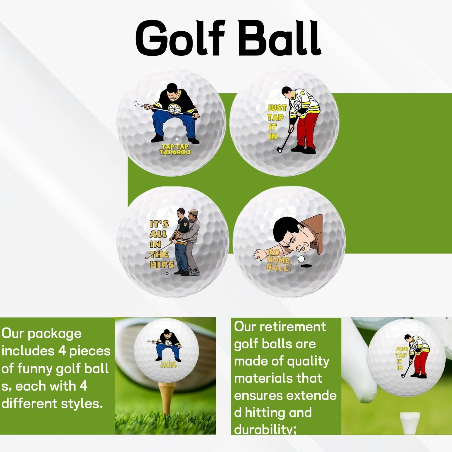 Golf Balls 4pcs Unique Fun Des - Golf Exercise Equipment 评论和价格